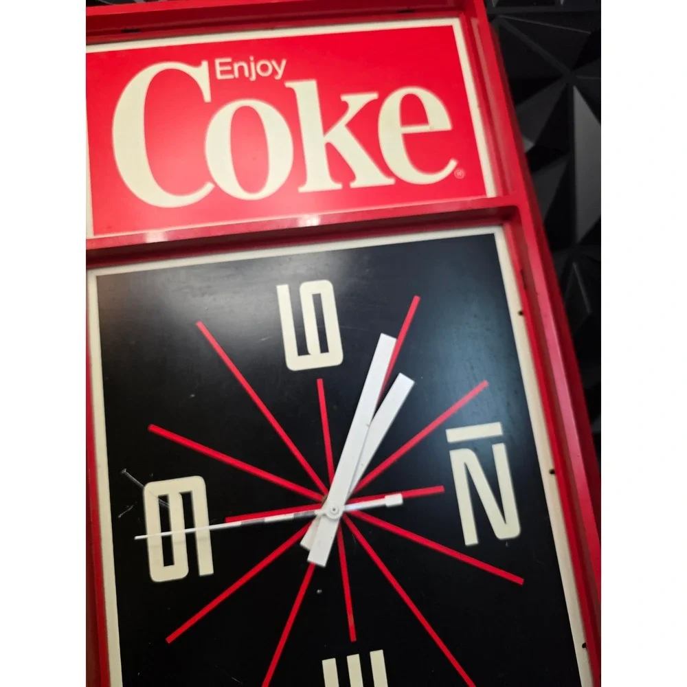 Vintage Enjoy Coca-Cola Electric Wall Clock 20x12 Red Sign Advertising Retro
